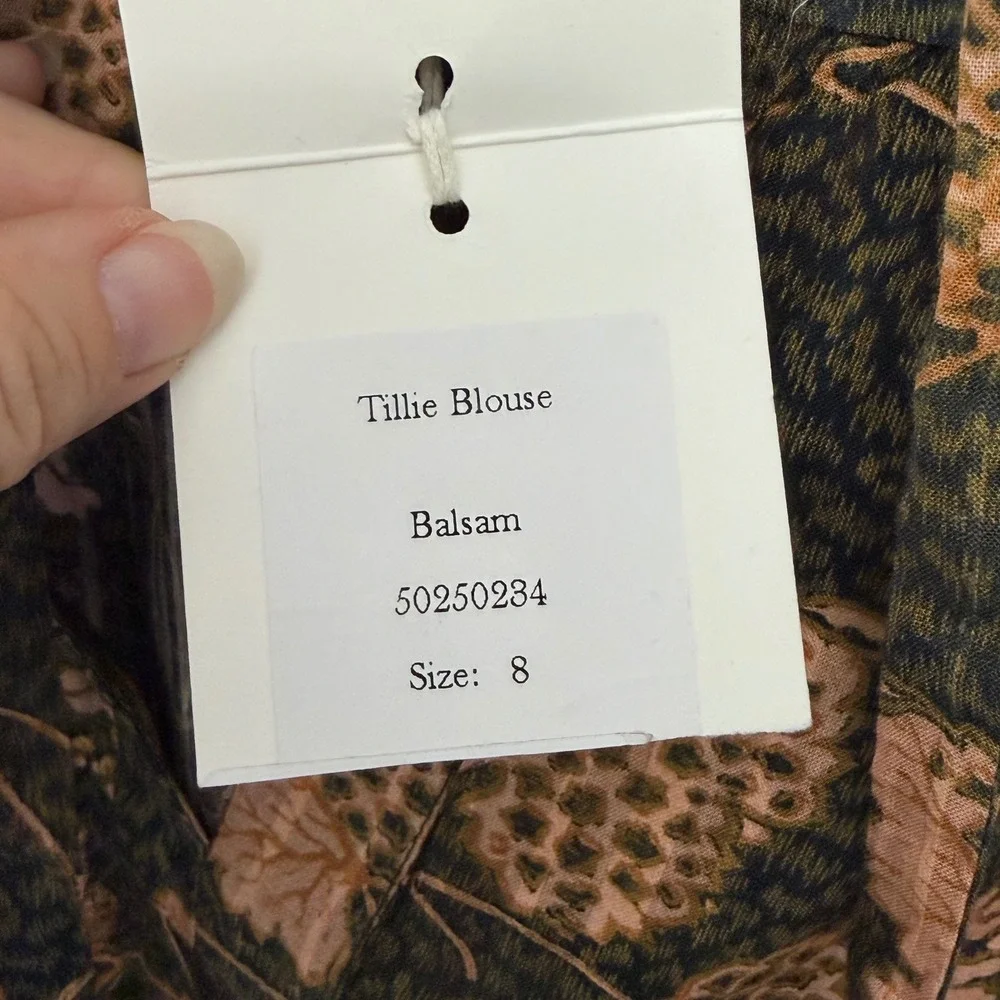 Ulla Johnson Tillie Blouse Balsam Green Floral Cotton Viscose Size 8 NEW Fall